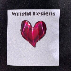 Spirited Purple Heart Brooch 2 Inches Chrome-Plated Sheet Steel Hand-Cut David A